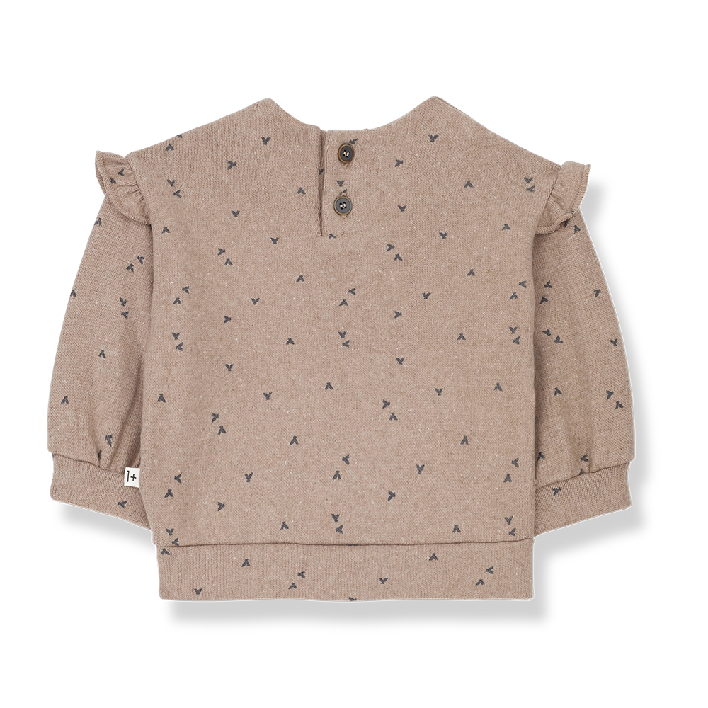 top l/s sweat print birds - old rose