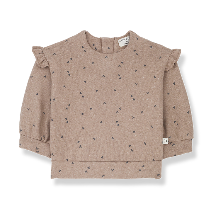 top l/s sweat print birds - old rose