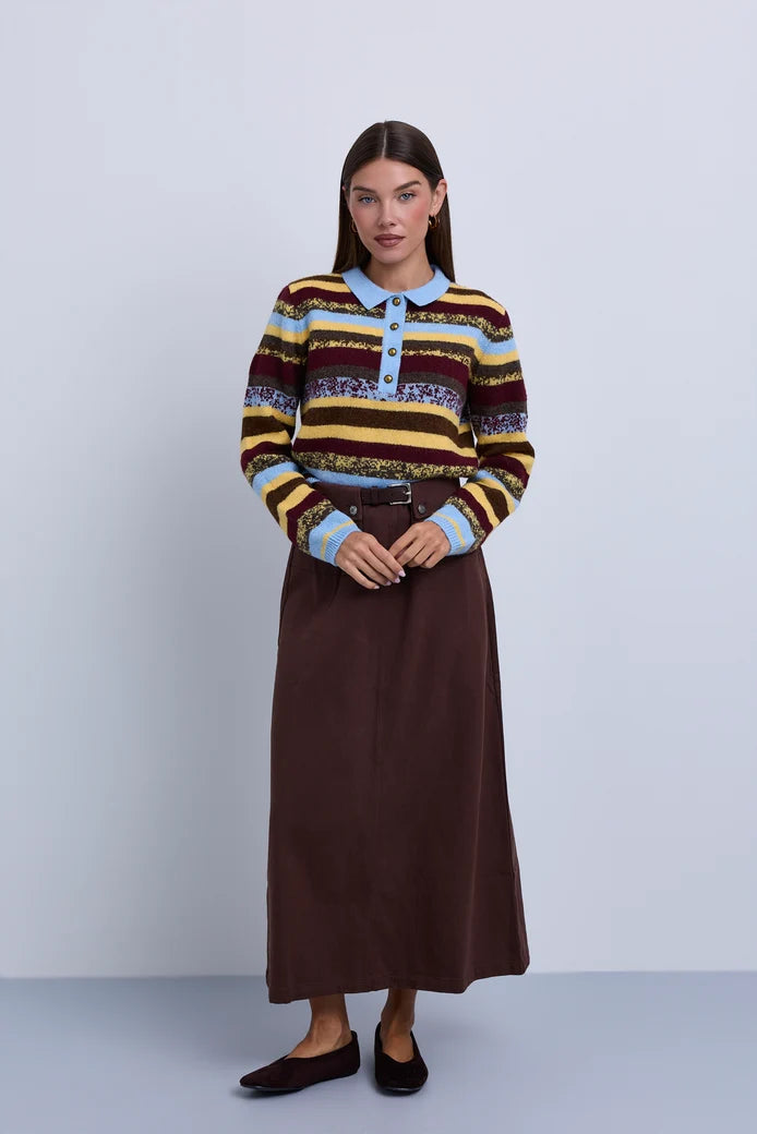 top l/s knit stripe - multi