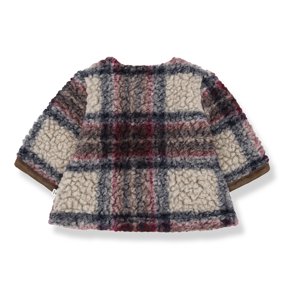 jacket sherpa plaid buckle - dark blue