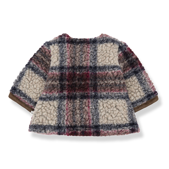 jacket sherpa plaid buckle - dark blue