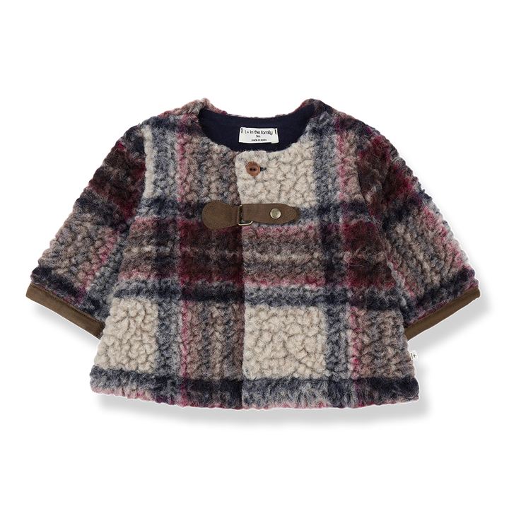 jacket sherpa plaid buckle - dark blue