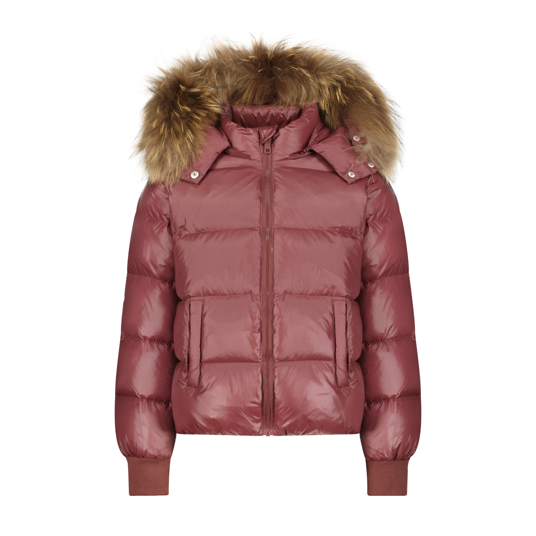 coat classic down with fur trim hood  - cocoberry