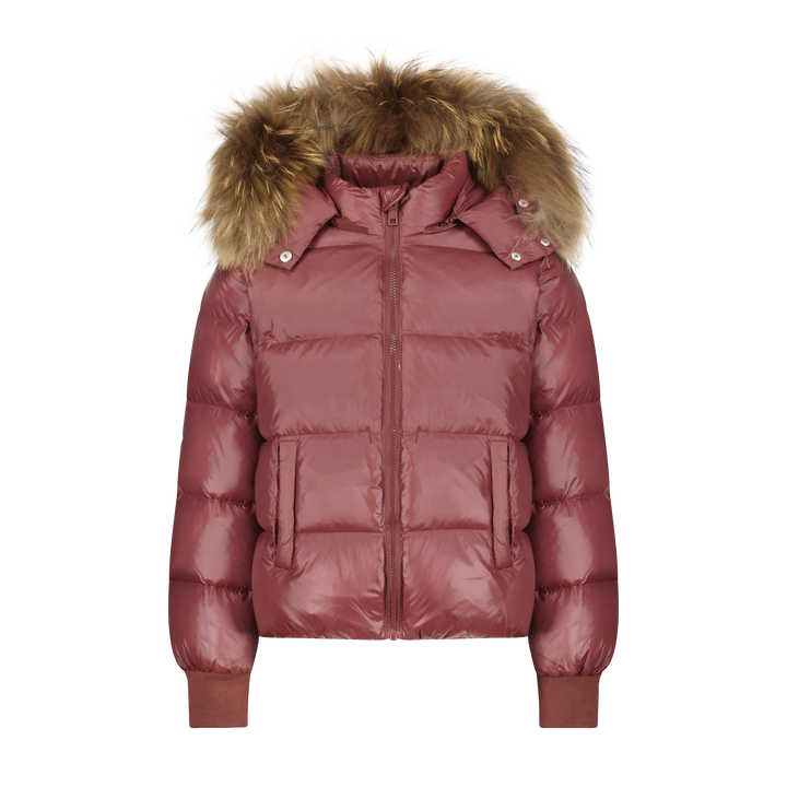 coat classic down with fur trim hood  - cocoberry