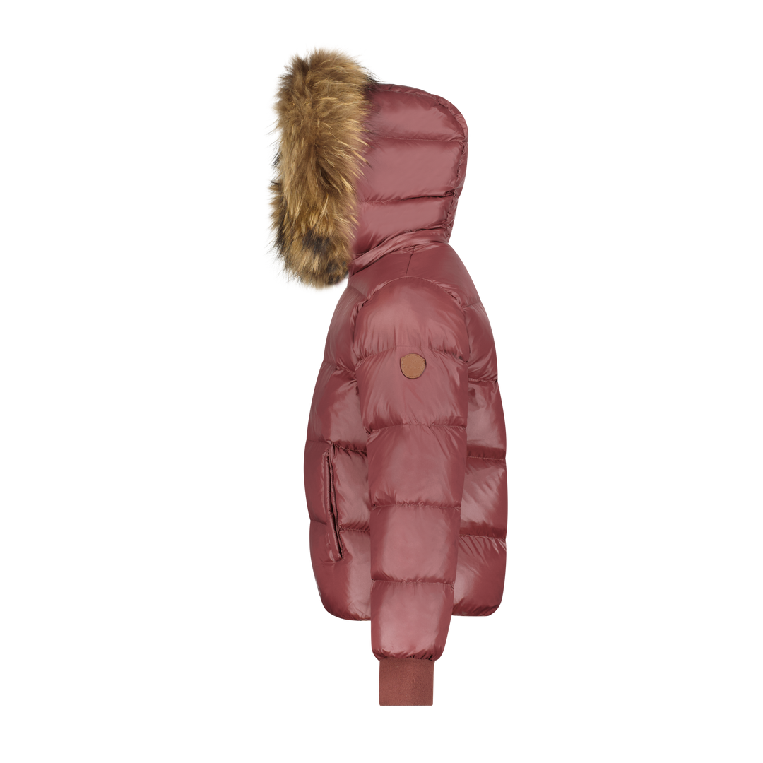 coat classic down with fur trim hood  - cocoberry