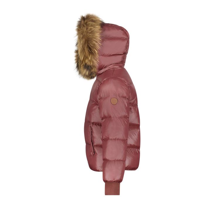 coat classic down with fur trim hood  - cocoberry