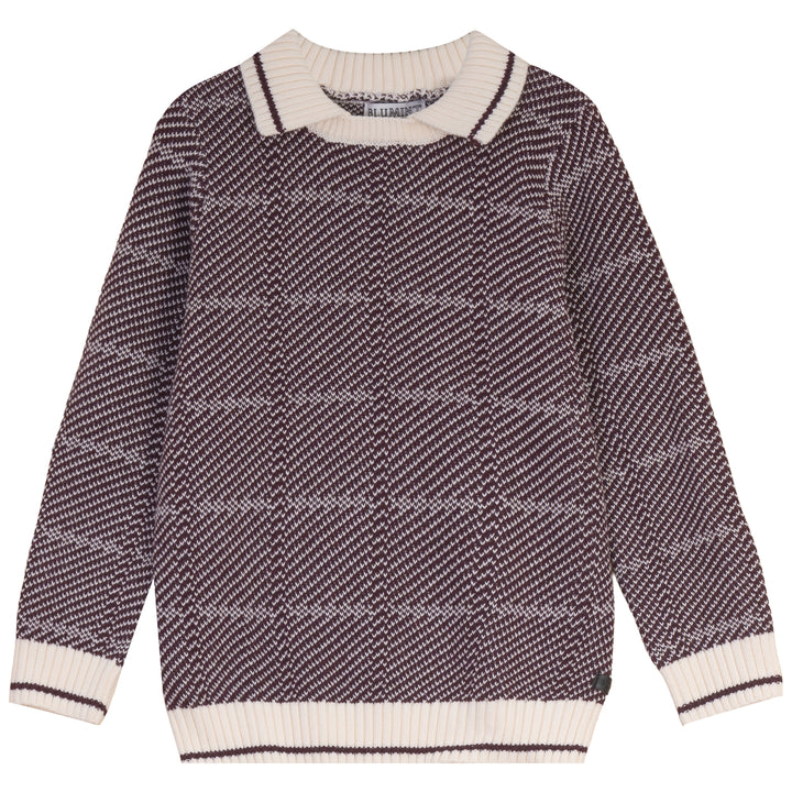 polo l/s chevron knit sweater - burgundy
