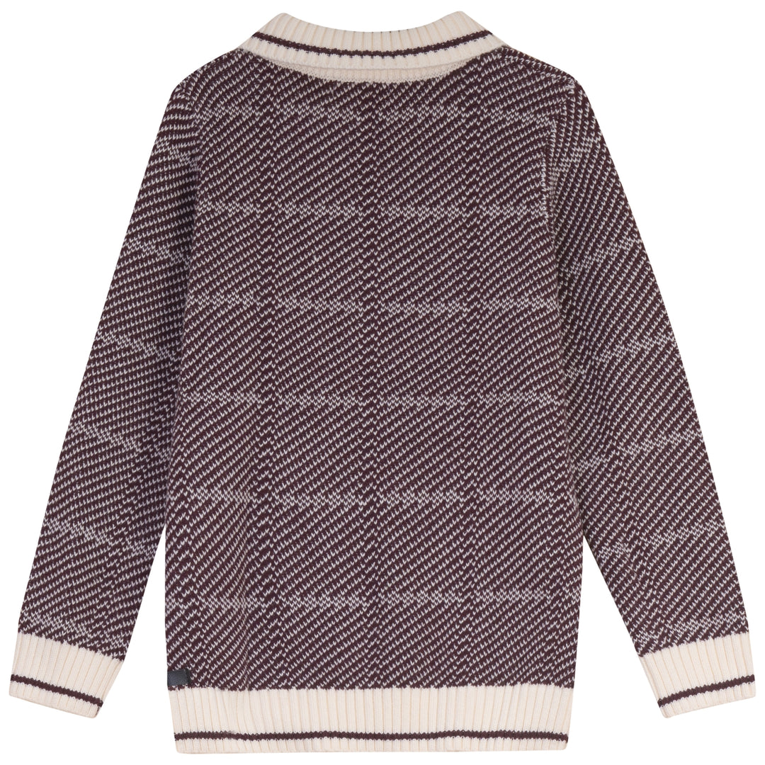 polo l/s chevron knit sweater - burgundy