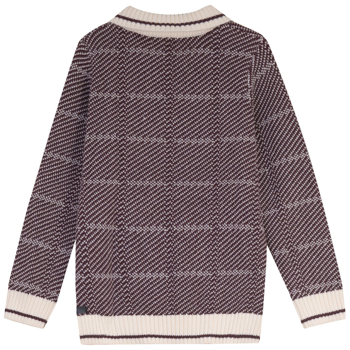 polo l/s chevron knit sweater - burgundy