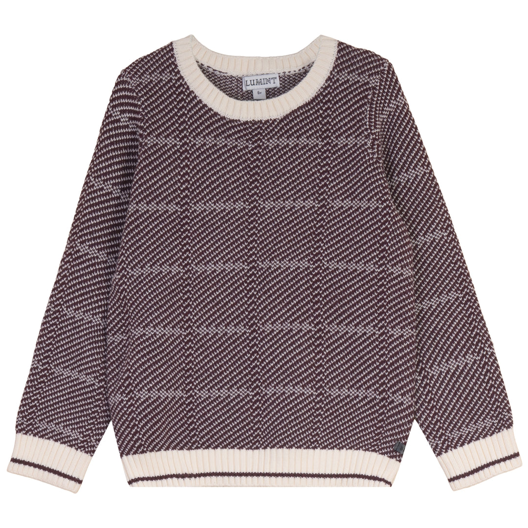 top l/s chevron knit sweater - burgundy