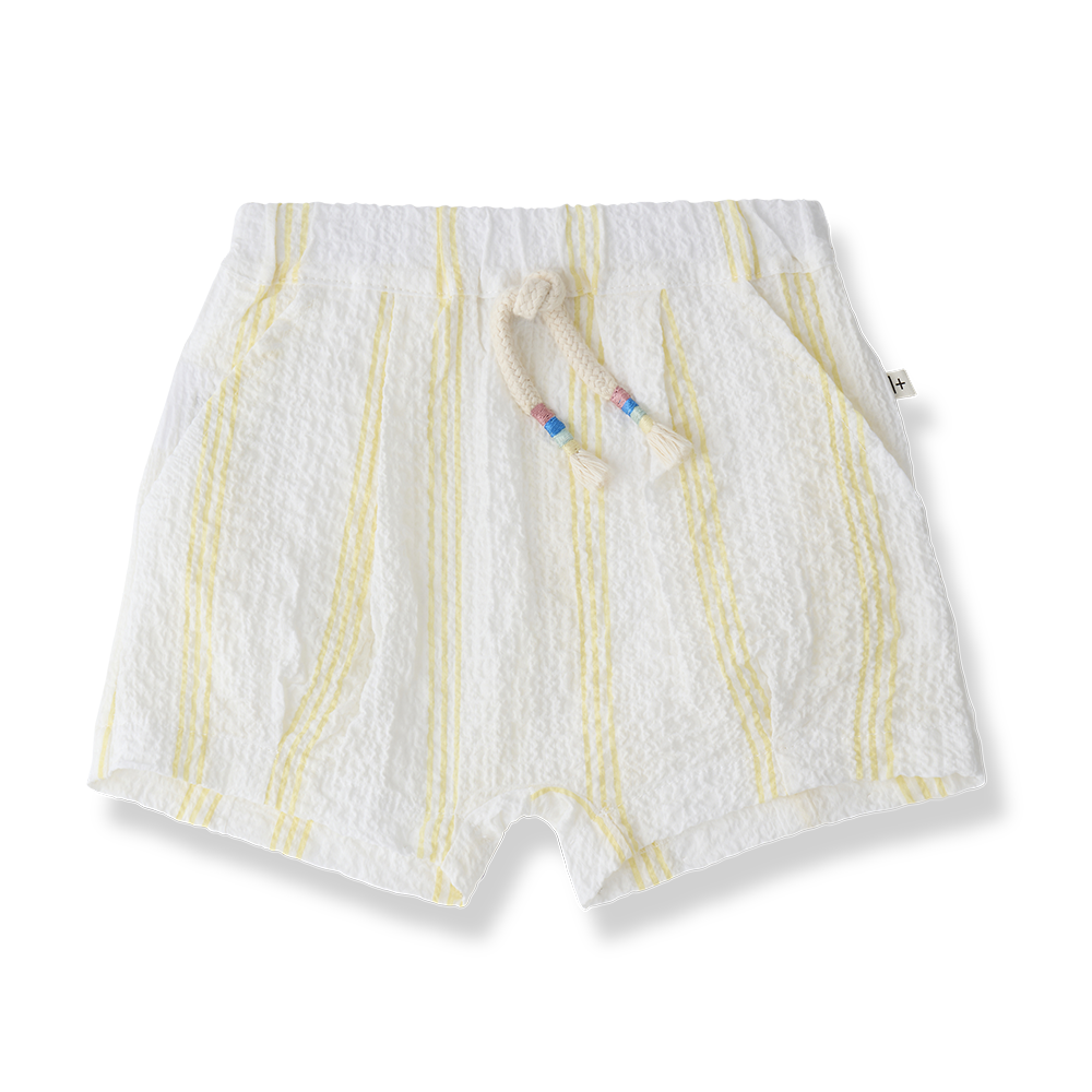 set outfit striped crepe shirt and shorts - lemon