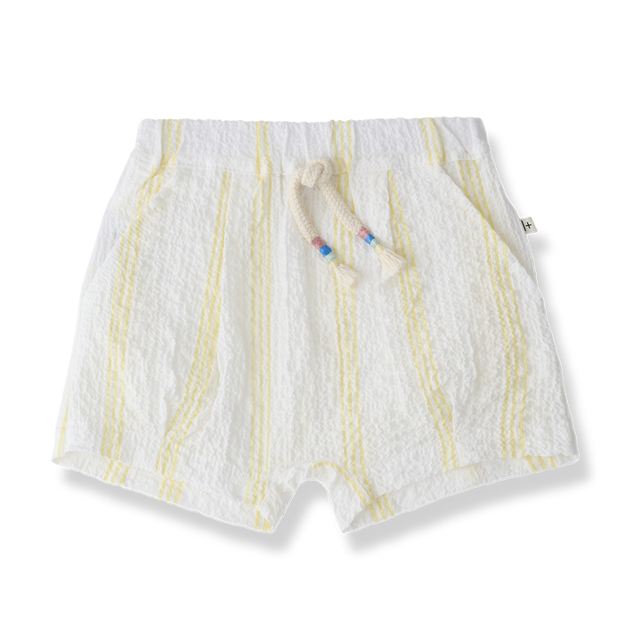 set outfit striped crepe shirt and shorts - lemon