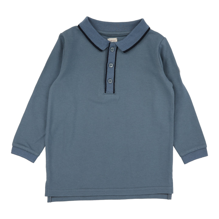 polo l/s contrast trim - off blue