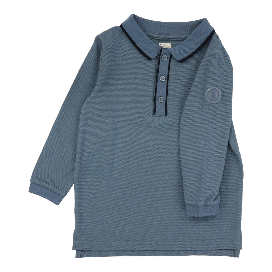 polo l/s contrast trim - off blue
