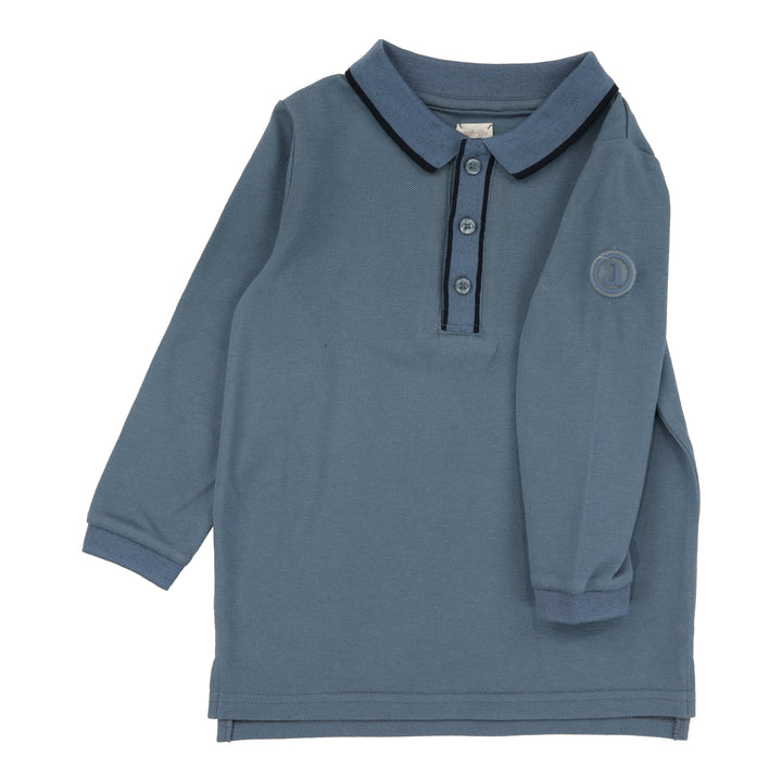 polo l/s contrast trim - off blue