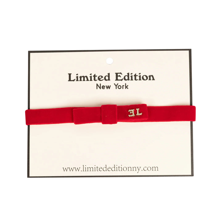 baby band classic velvet bow - red-10
