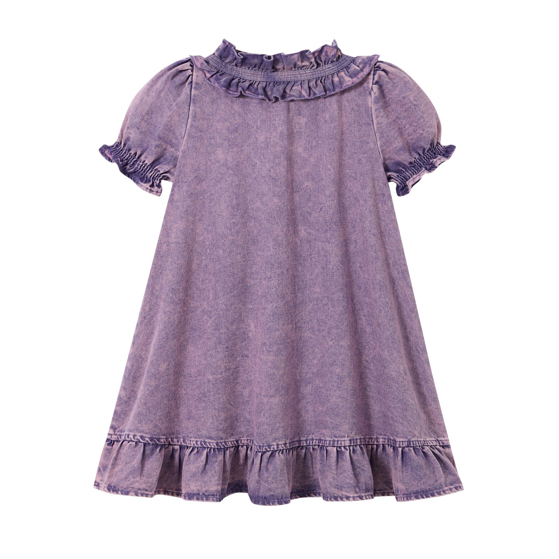 dress denim button down frill detail