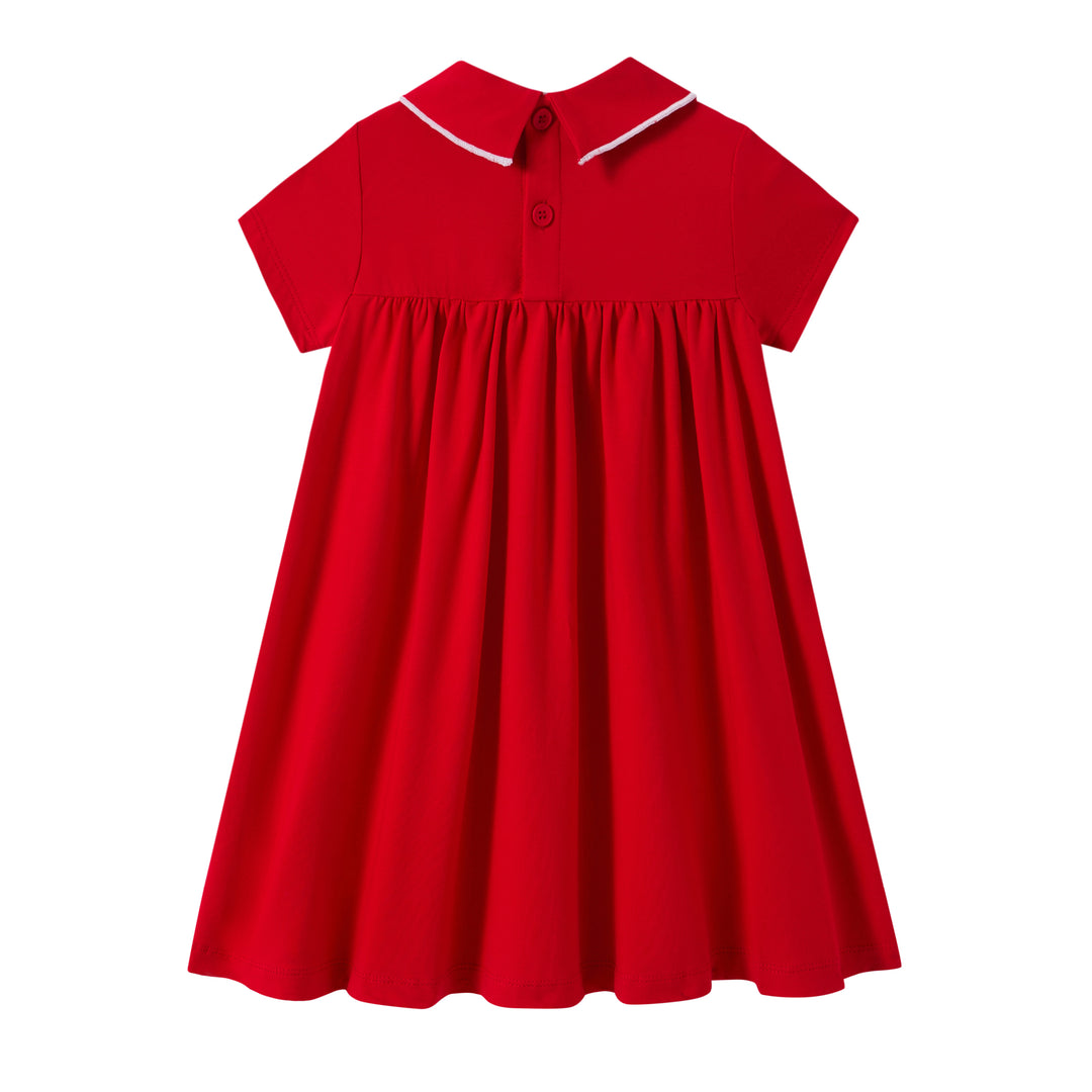 dress 3/4 sleeve wheel patch with sailor collar - red