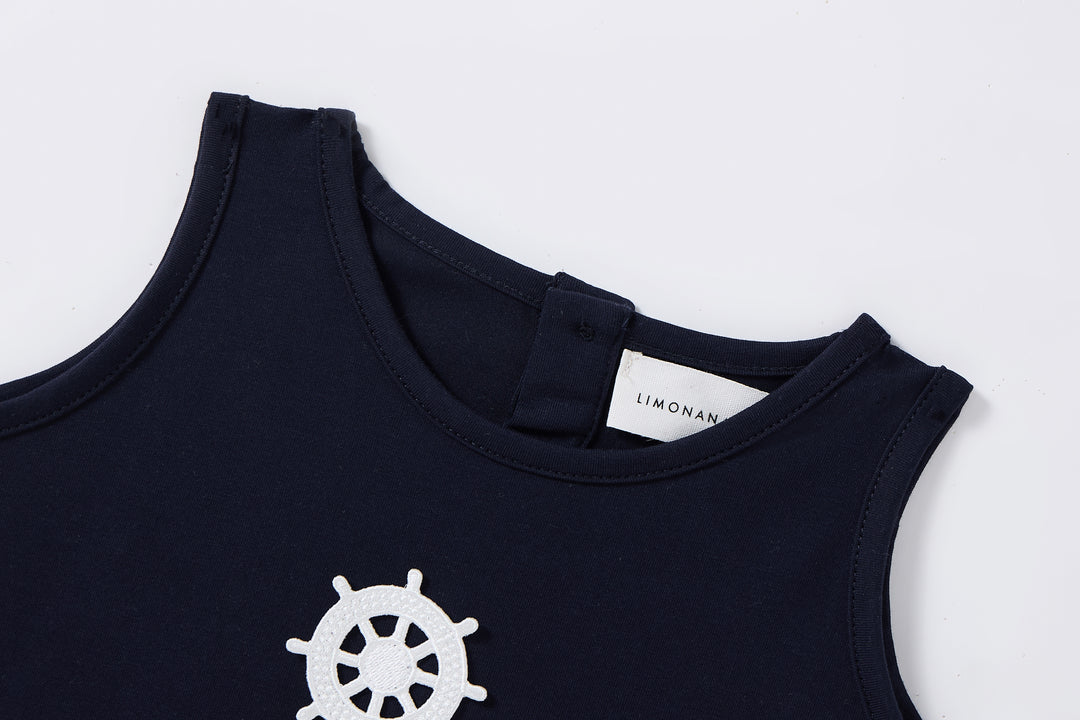 one piece ahoy mate sleeveless romper - navy