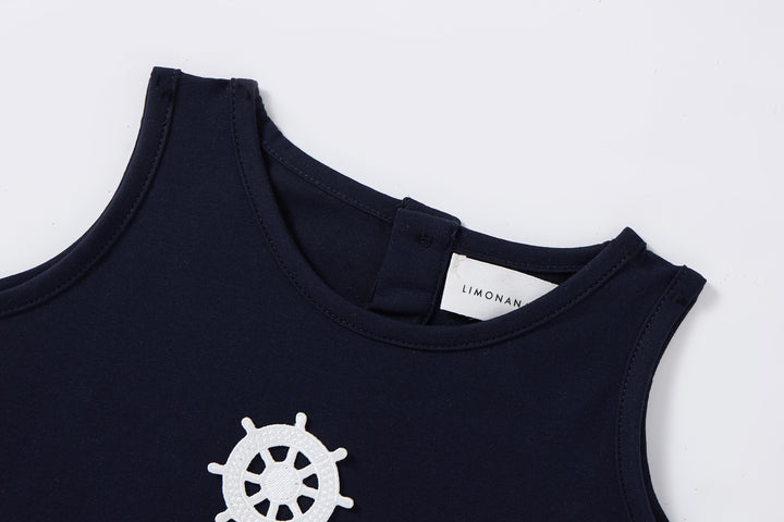 one piece ahoy mate sleeveless romper - navy