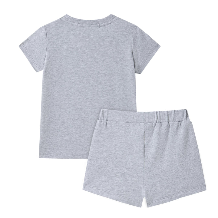 set outfit stamp tee with shorts - grey