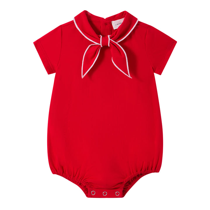 one piece sailor collared romper - red