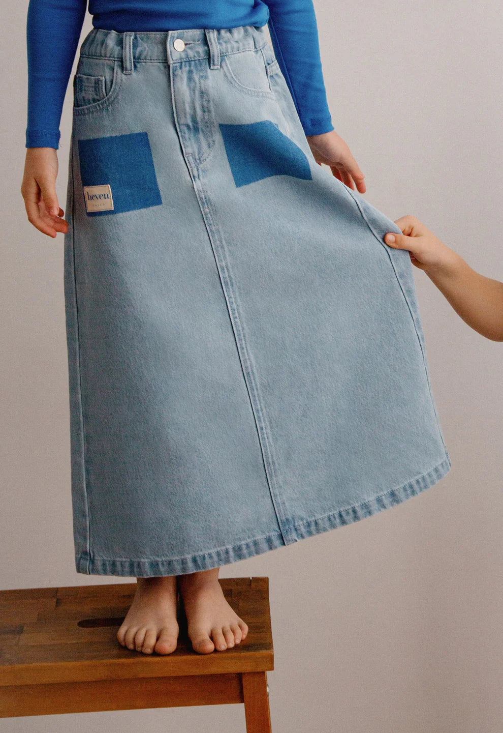 skirt maxi denim pocket - denim