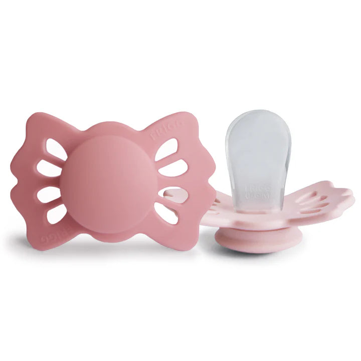pacifier lucky symmetrical silicone rubber 2 pack - cedar/baby pink