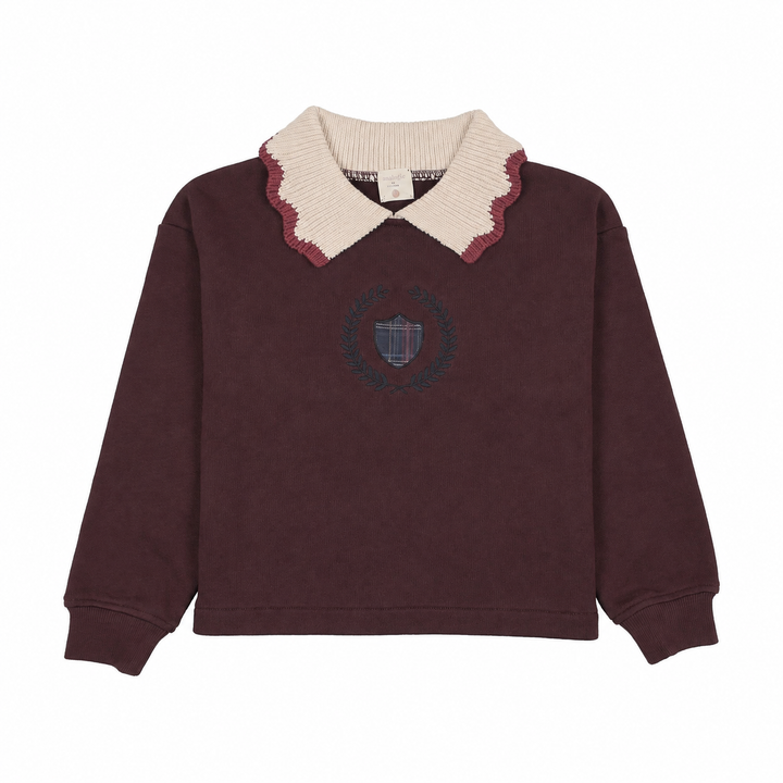 top l/s fan club collared sweatshirt - plum/cream