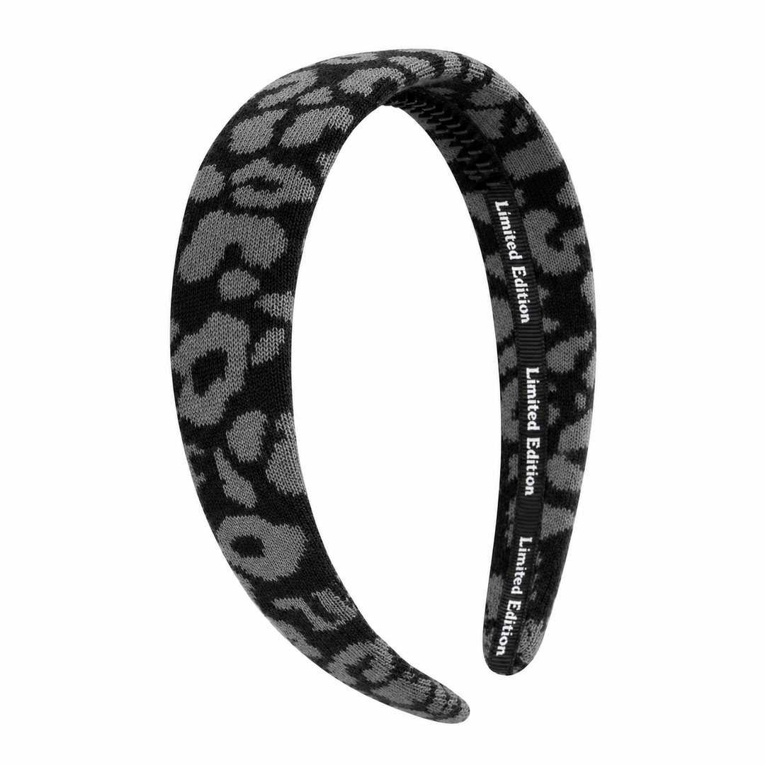 headband leopard knit - black/gray-9