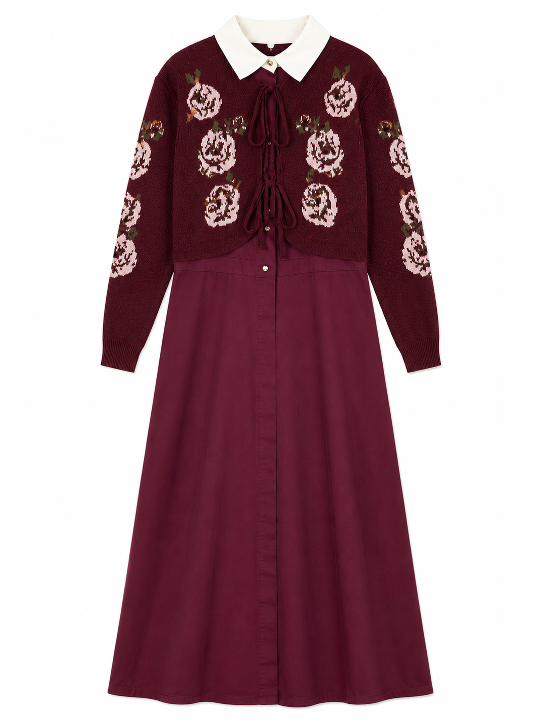 dress wool with vest - burgundy