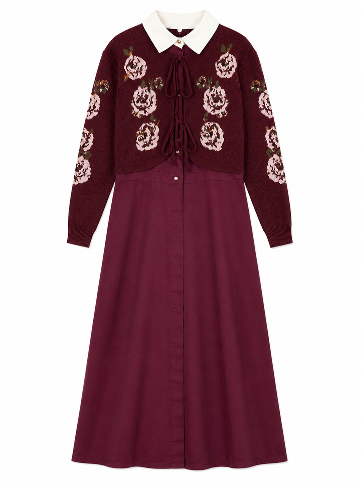 dress wool with vest - burgundy