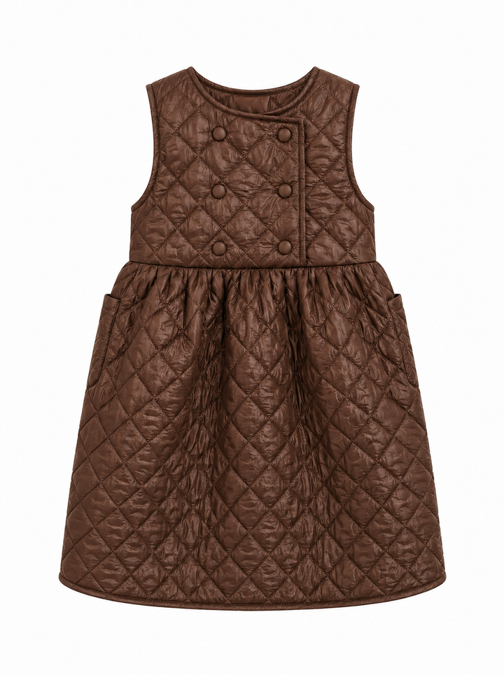 dress quilted double breasted pocket jumper - green-123