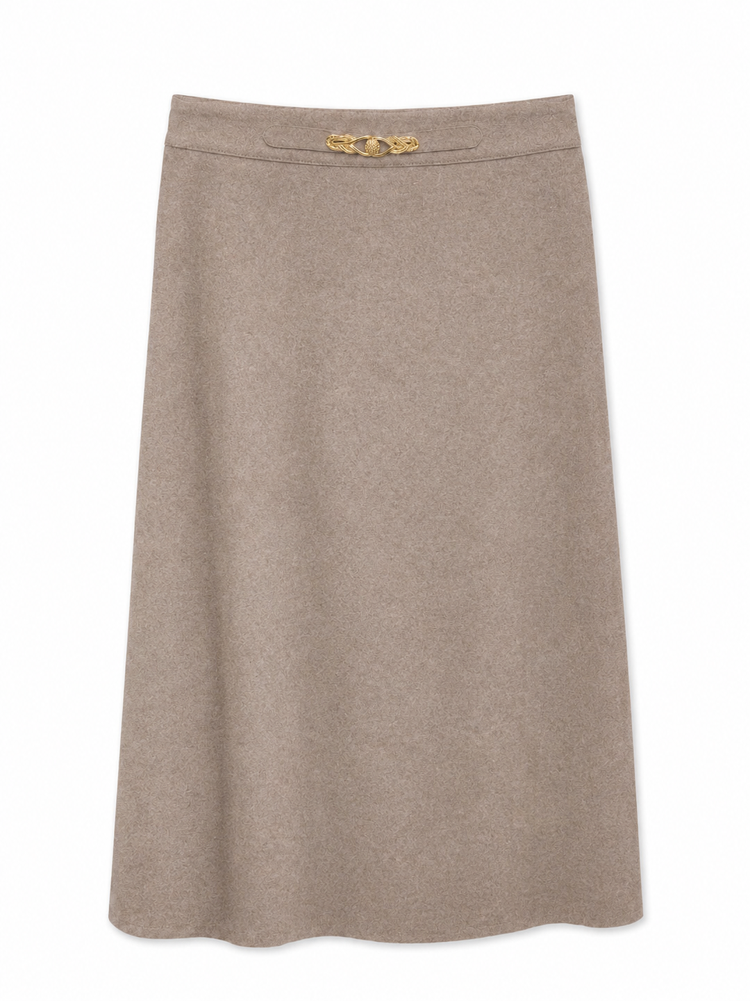 skirt midi wool a line with gold chain - natural
