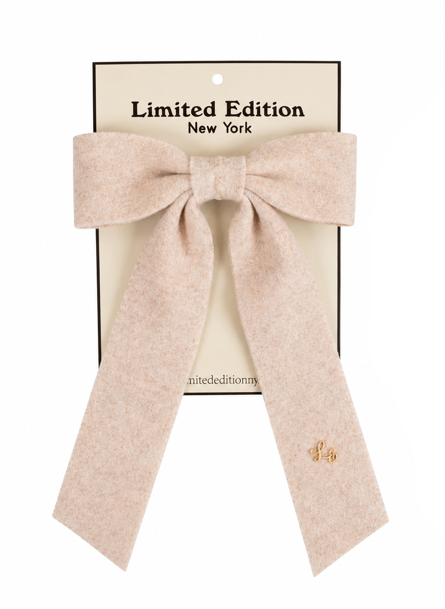 clip brushed wool bow - blush-502