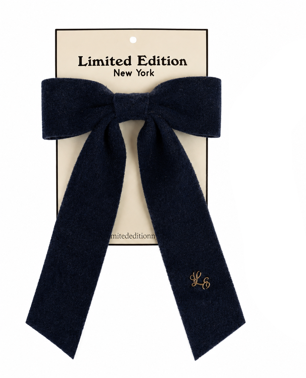 clip brushed wool bow - navy-8