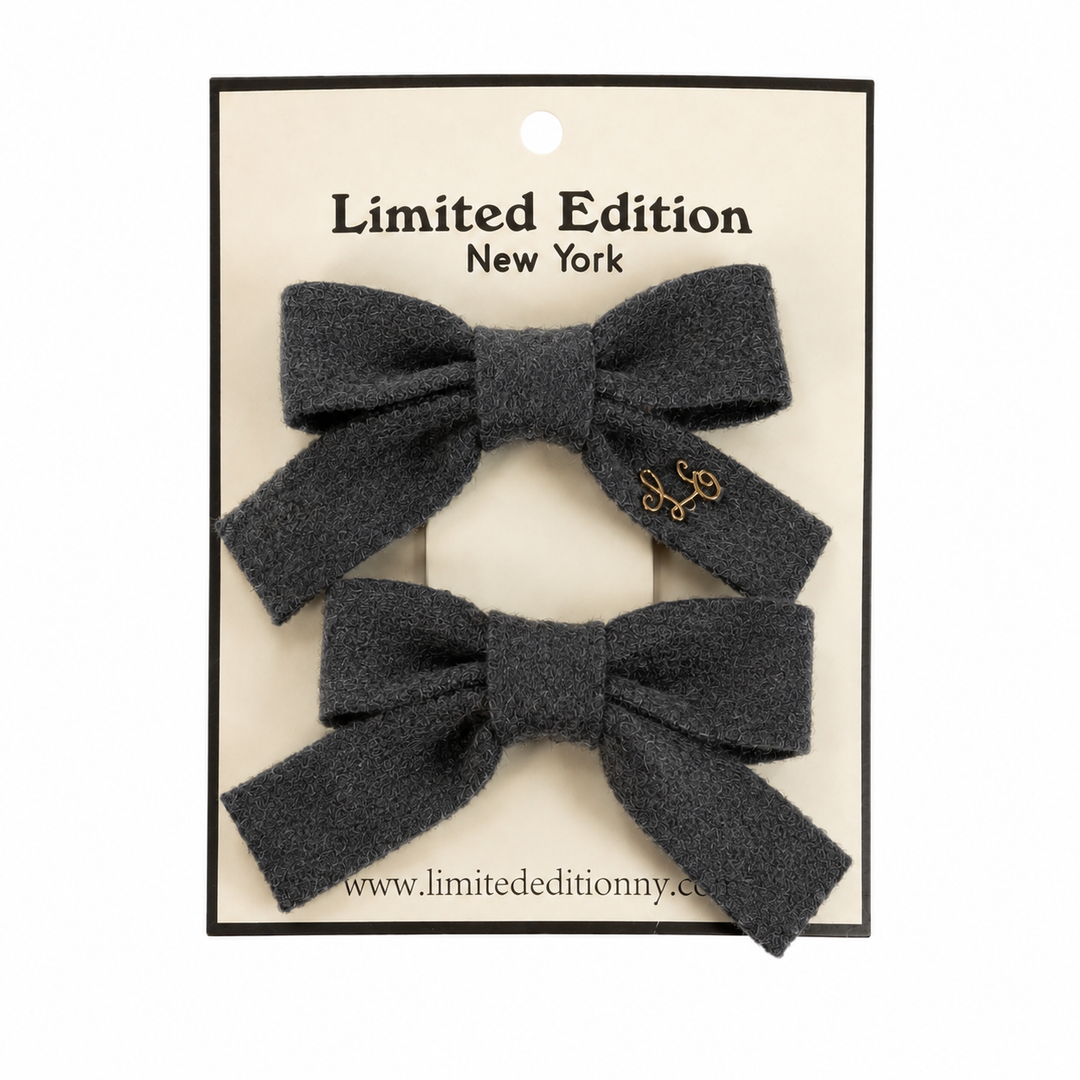 clip brush wool mini bow 2 pk - gray-287