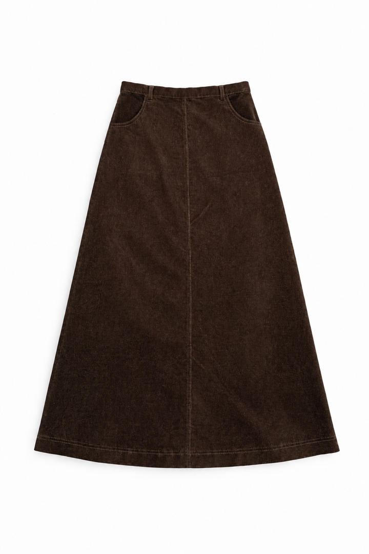 skirt midi corduroy - chocolate