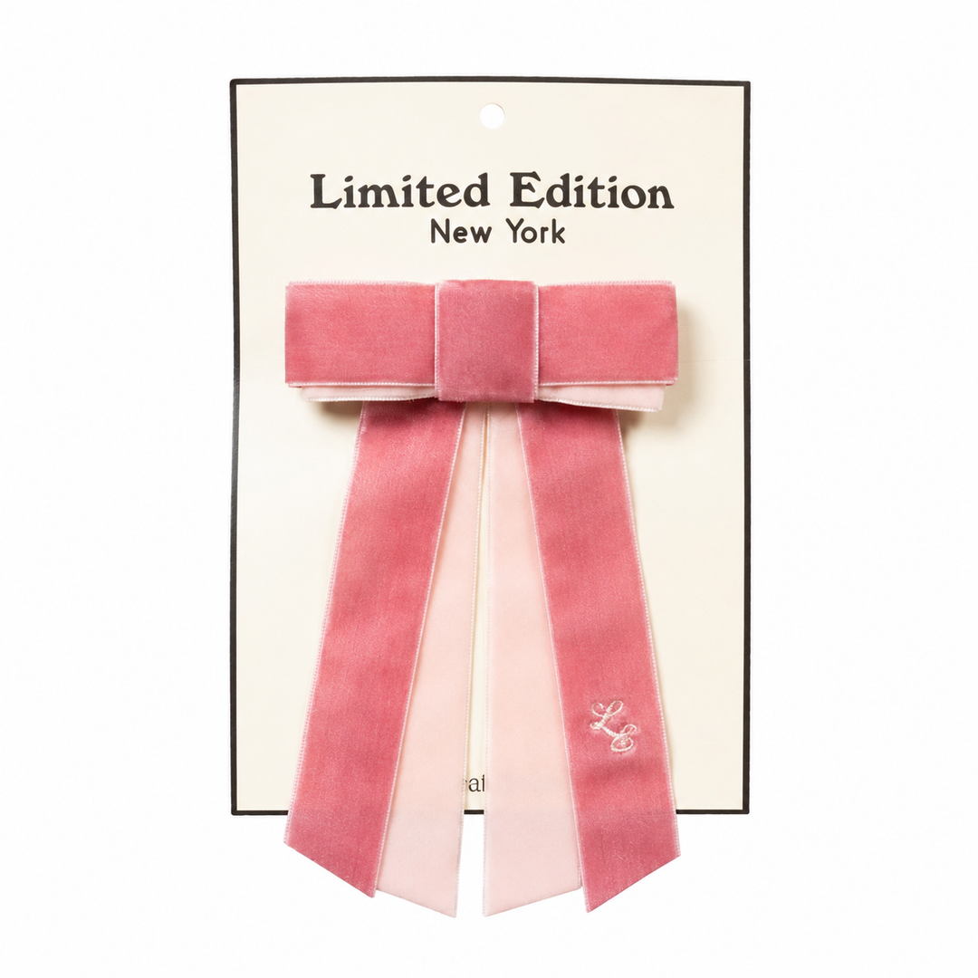 clip two tone velvet bow small - pink-18