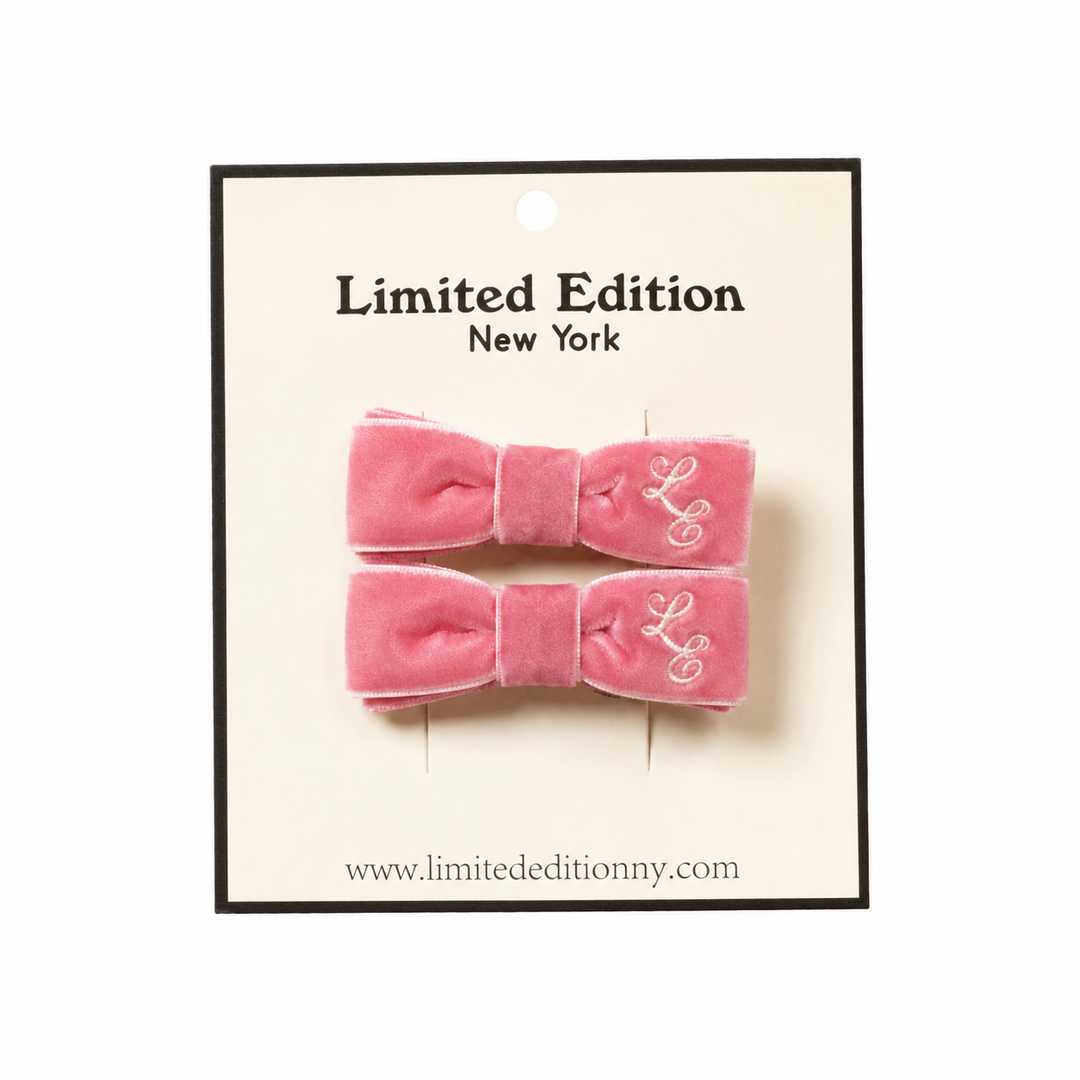 clip two tone velvet bow 2 pk - pink-18