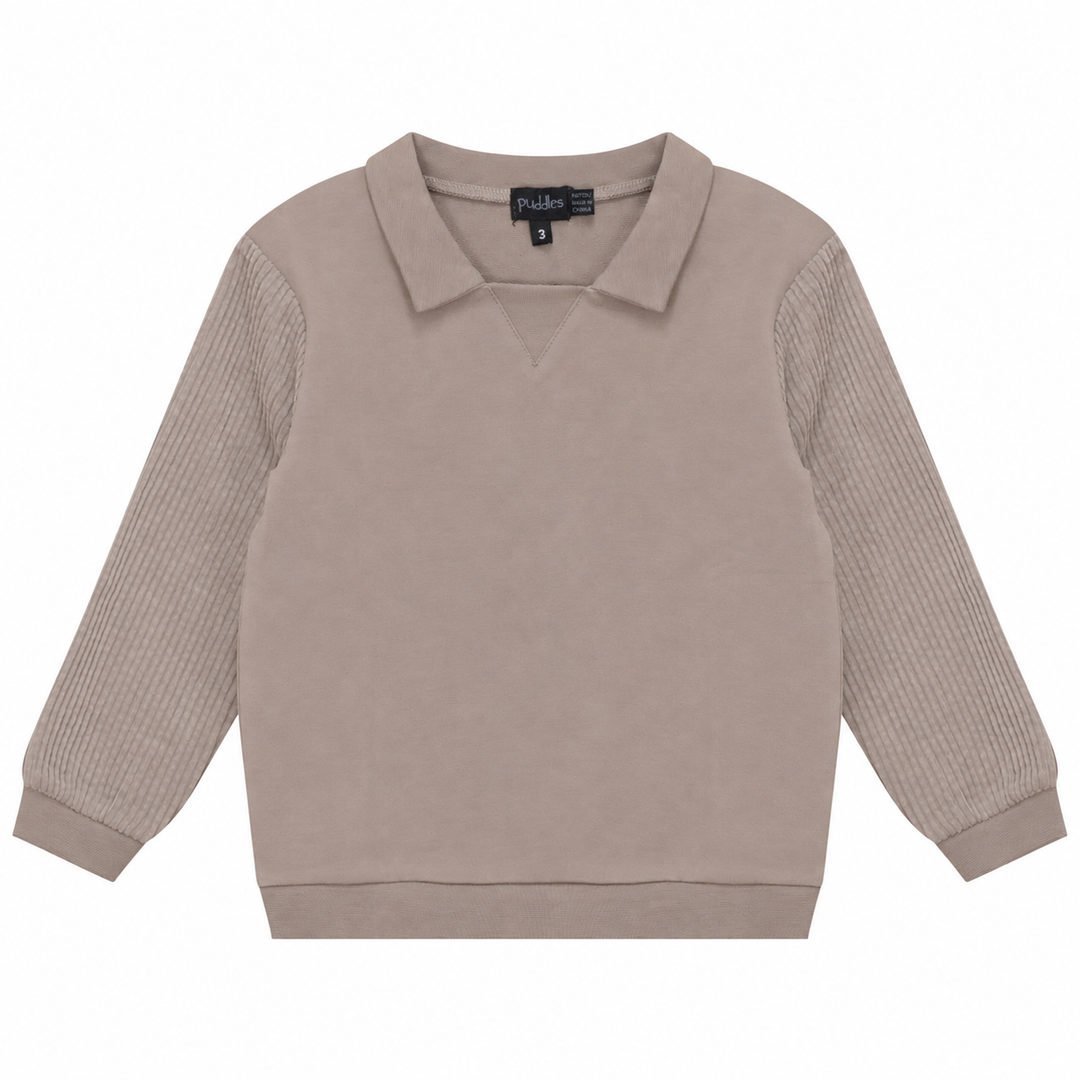 polo l/s corduroy sleeve sweatshirt - beige