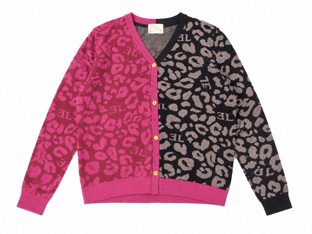 トップス LEOPARD HAIRY KNIT CARDIGAN CHARCOAL top l/s leopard print knit cardigan - grey-287 – Lily and Todd