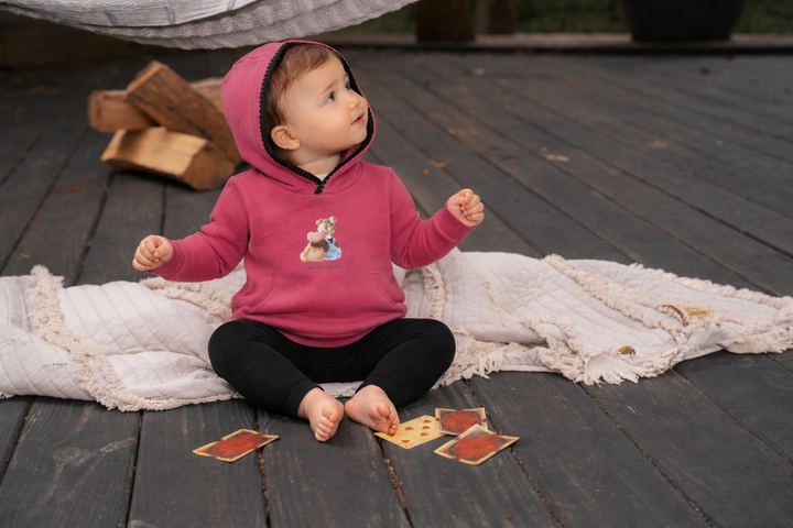 set outfit girl print hooded top and legging - raspberry