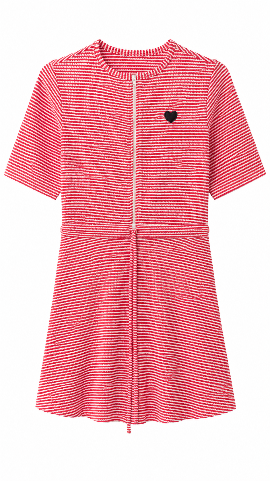 swimdress striped heart drawstring waist - seersucker coral