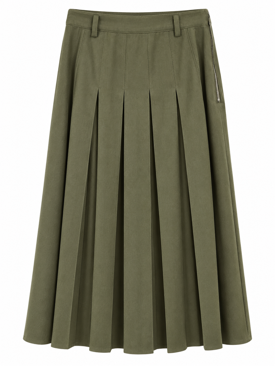 skirt midi pleated - olive