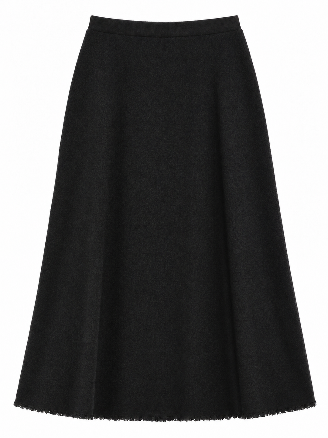 skirt midi wool tweed - black