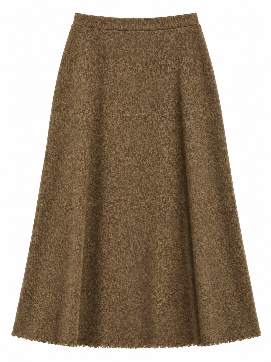 skirt midi wool tweed - brown