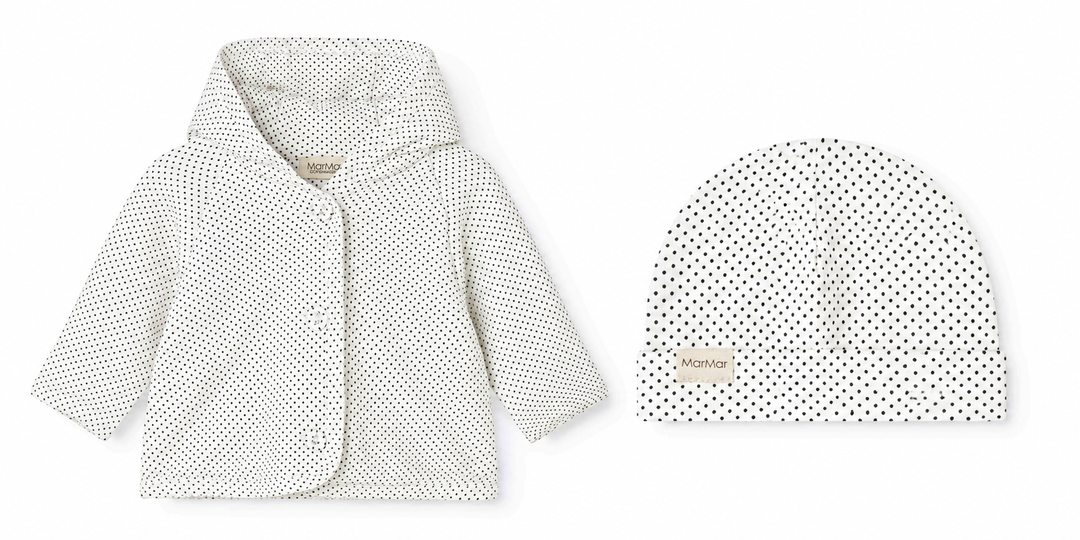 jacket padded polka dot scalloped edge with beanie - tiny dots