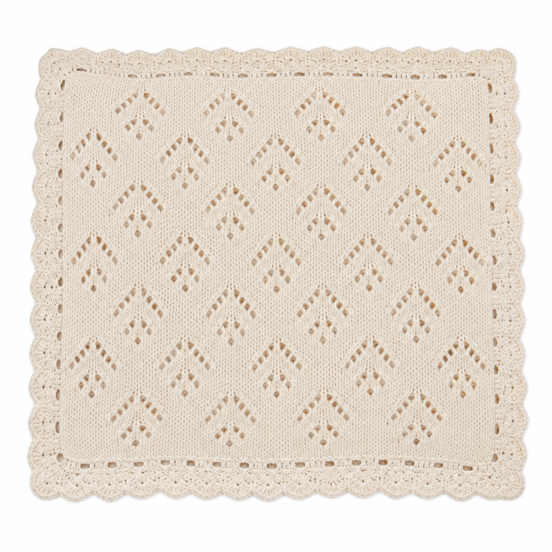 blanket knit crochet trim - natural