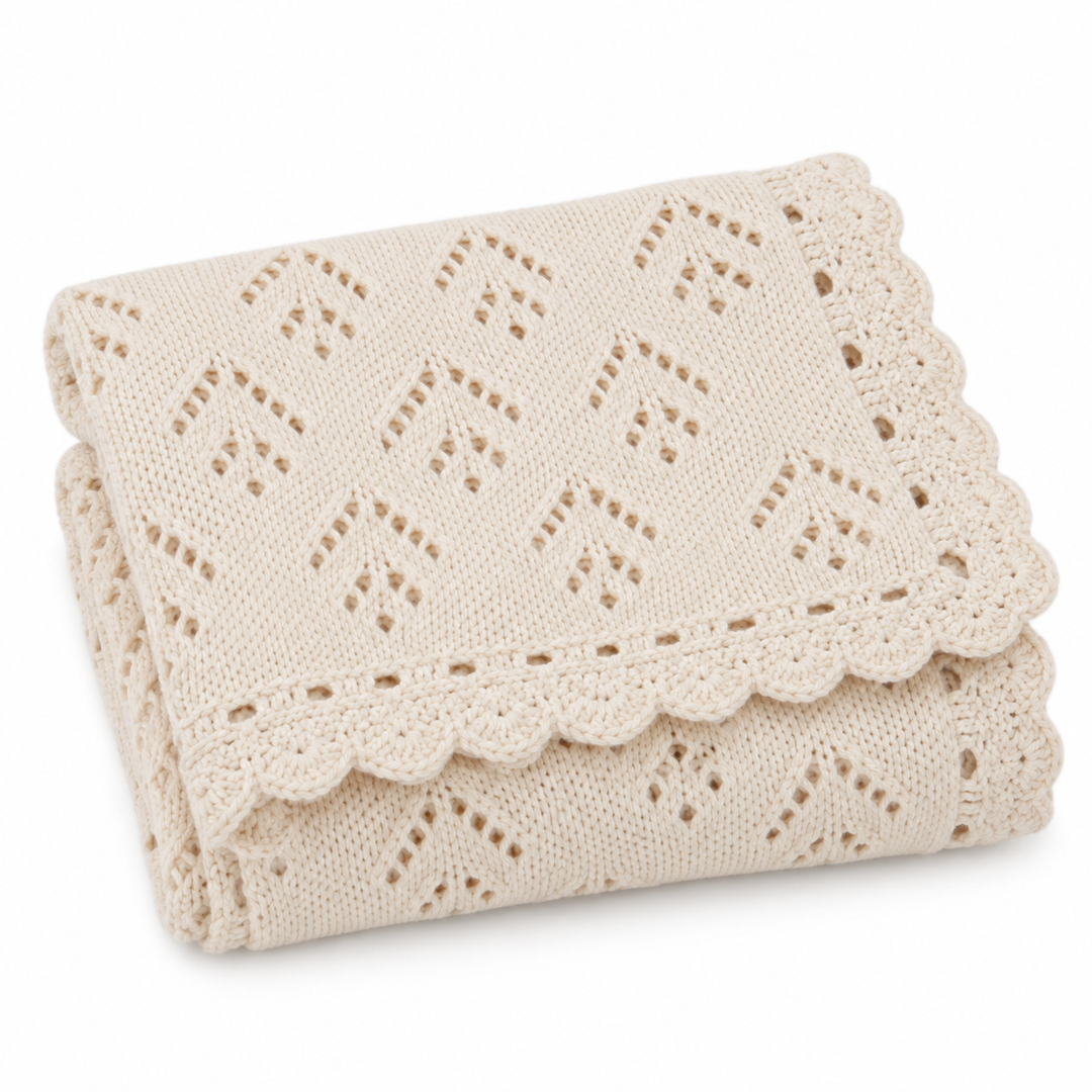 blanket knit crochet trim - natural
